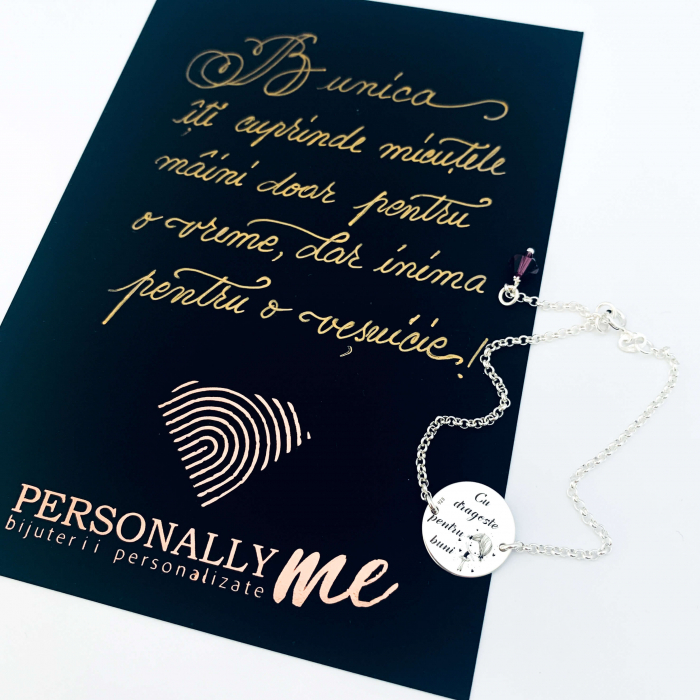 Bratara personalizata argint cu banut gravat pentru Bunica Personally ME [2]