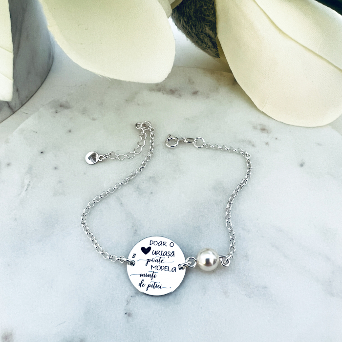Bratara gravata argint & perla cadou educatoare [5]