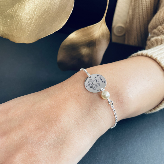 Bratara BFF/ Friends are like Stars gravata argint & perla Swarovski [2]