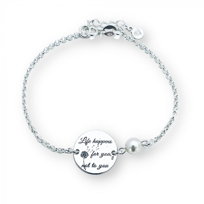 Bratara personalizata argint & perla Life happens for You [4]