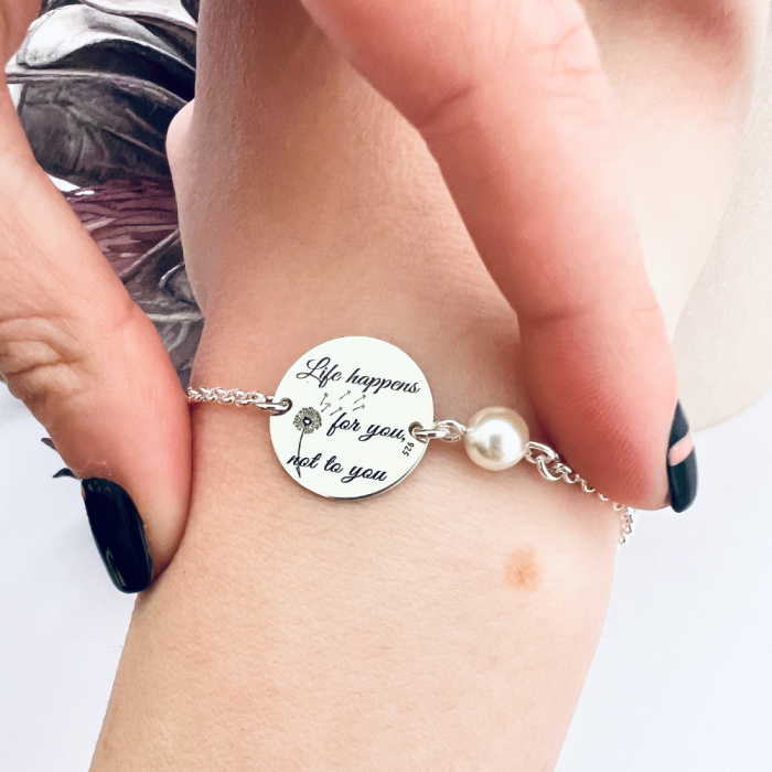 Bratara personalizata argint & perla Life happens for You [3]