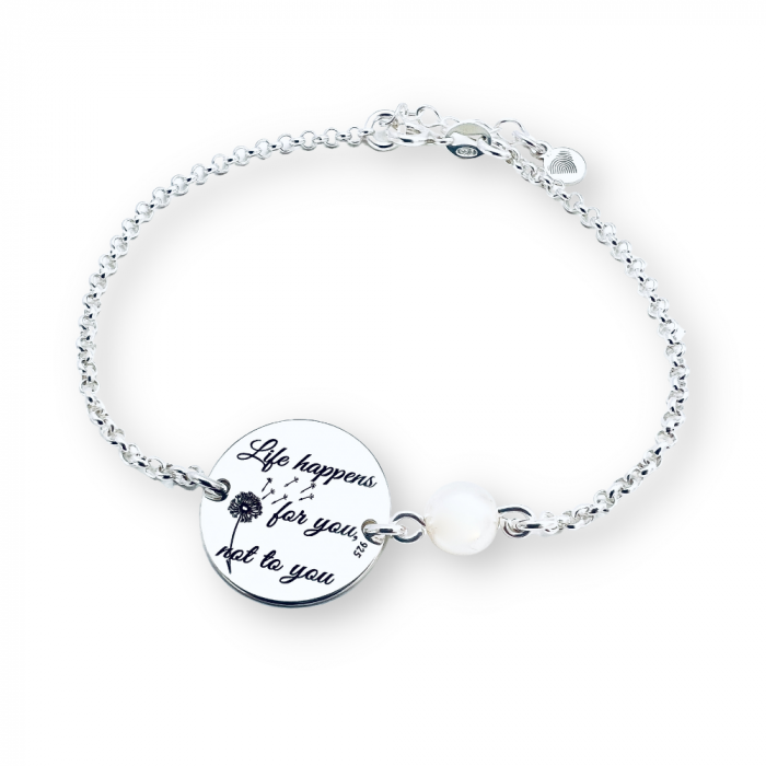Bratara personalizata argint & perla Life happens for You [2]