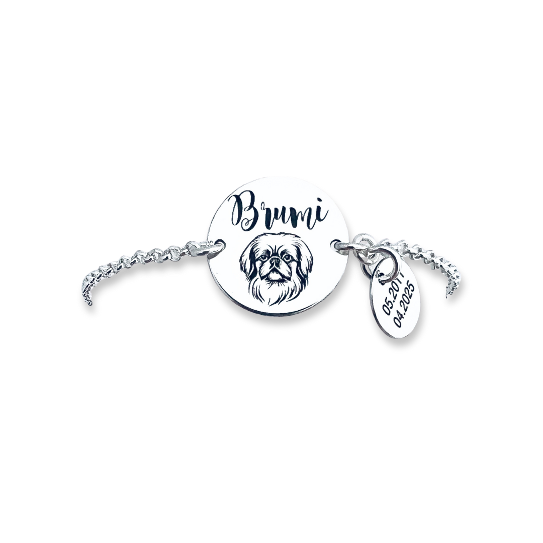 Bratara personalizata argint cu banuti gravati - Nume si simbol catelus [3]