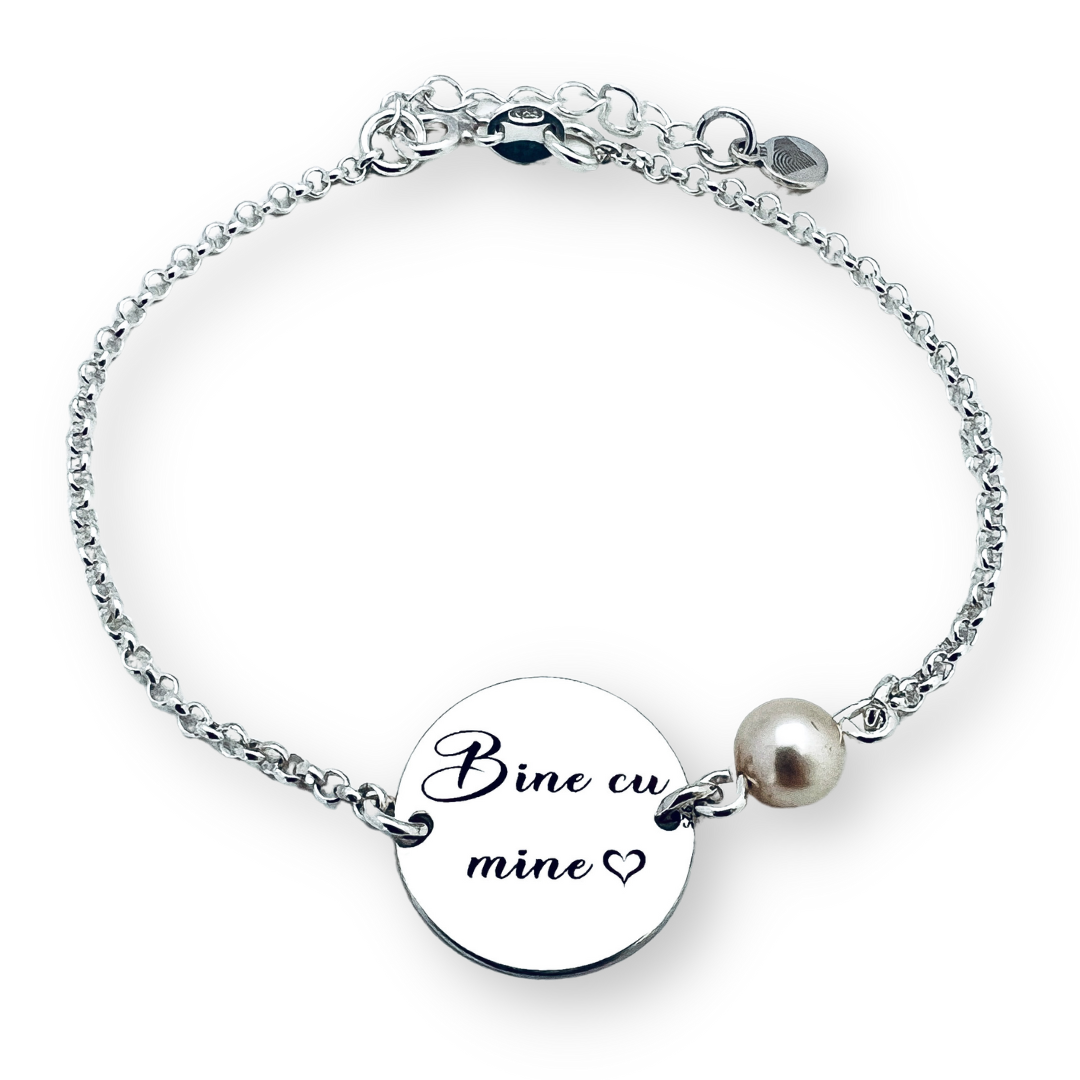 Bratara personalizata argint cu perla - Bine cu mine [3]