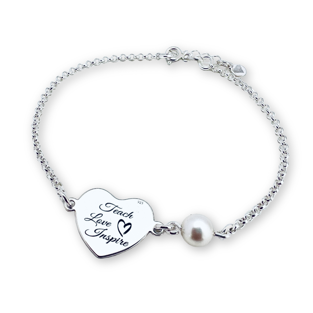 Bratara personalizata cadou educatoare din argint cu perla [2]