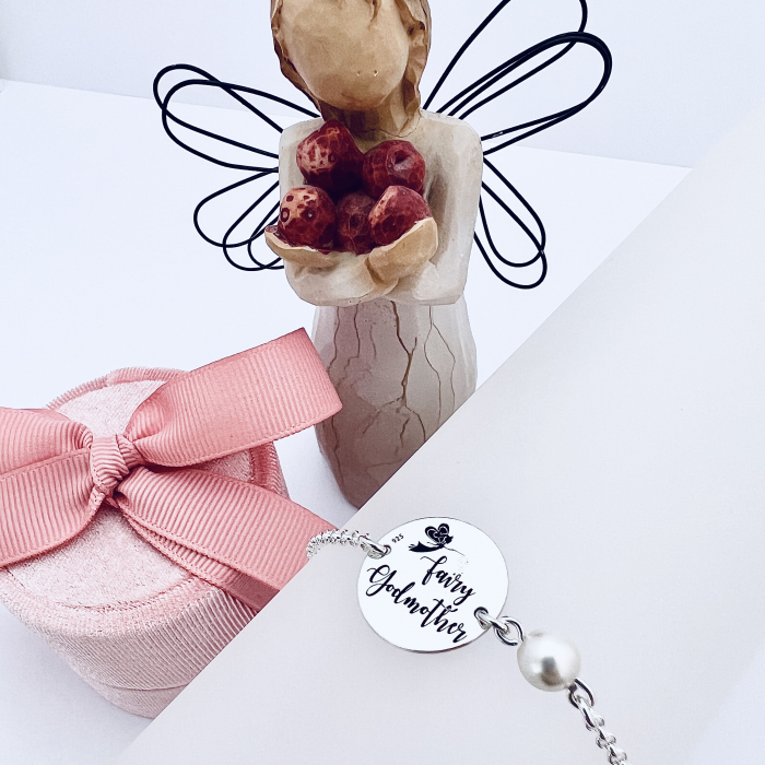 Bratara personalizata argint & perla Cadou pentru nasa [2]