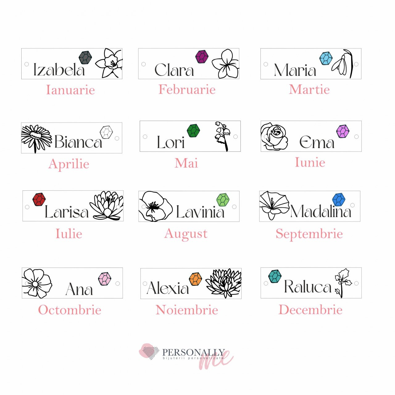 Brățară personalizată cu floare lunară și cristal – argint 925 [5]