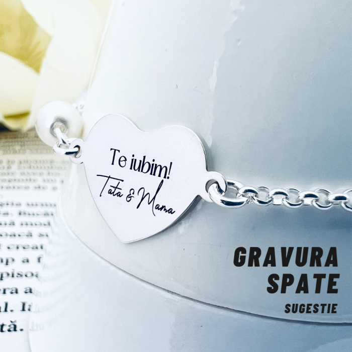 Bratara personalizata argint, perla Swarovski, cadou Majorat [3]