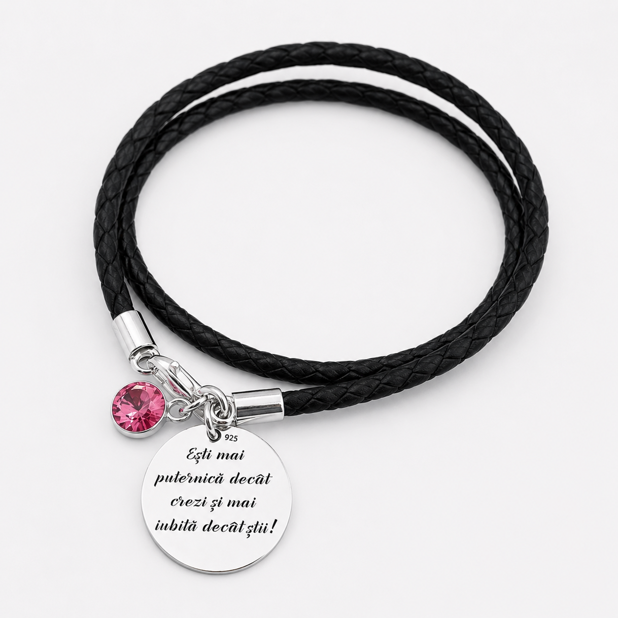 Bratara Personalizata Argint Snur piele Cadou pentru ea - Personally ME [2]