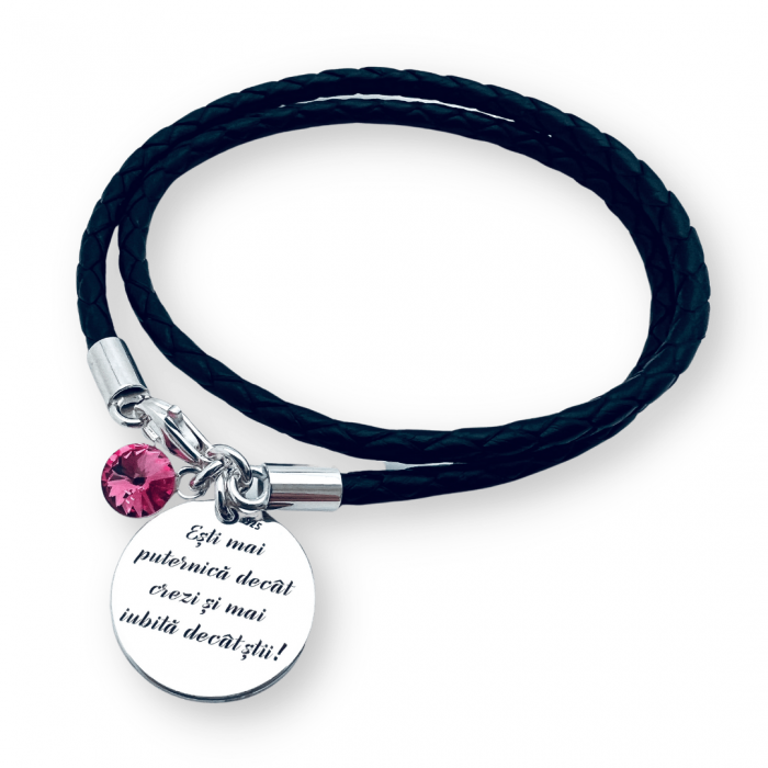 Bratara Personalizata Argint Snur piele Cadou pentru ea - Personally ME [2]