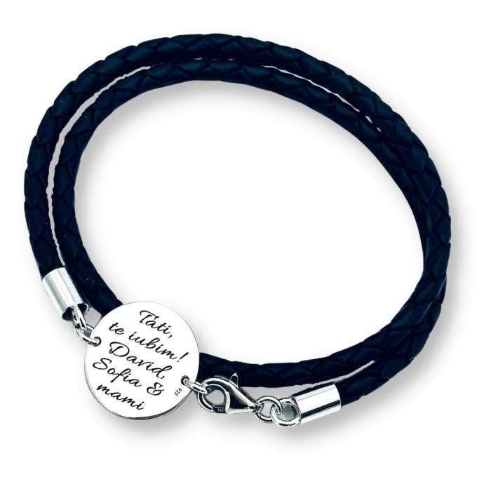 Bratara gravata mesaj pentru barbati Tati, te iubim [2]