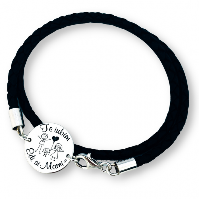 Bratara gravata mesaj pentru barbati Tati, te iubim [4]