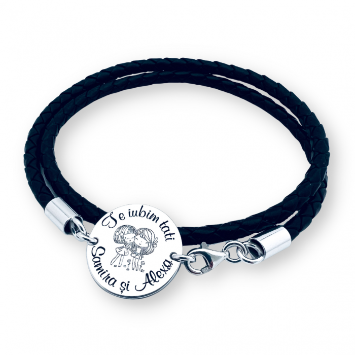 Bratara gravata mesaj pentru barbati Tati, te iubim [5]