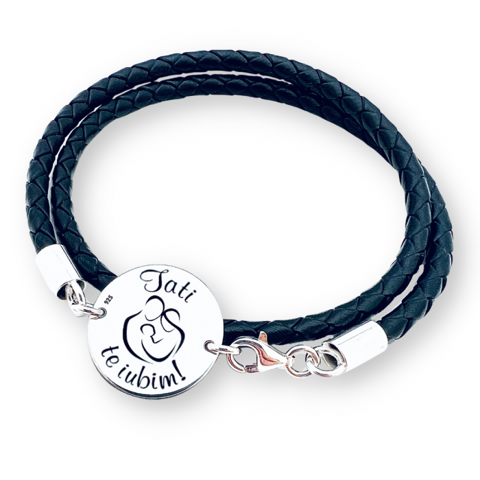 Bratara gravata mesaj pentru barbati Tati, te iubim [3]