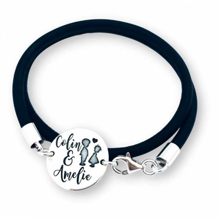 Bratara snur piele gravata Siluete Copii [3]