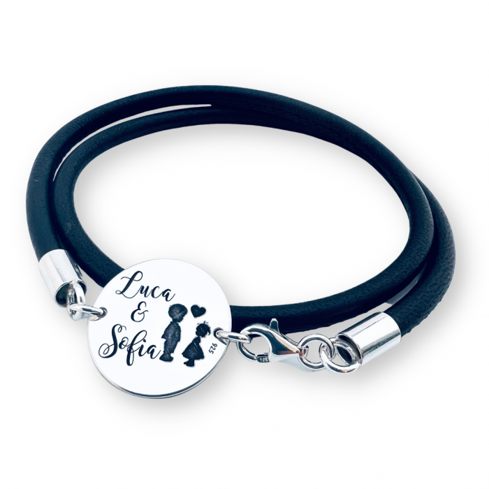 Bratara snur piele gravata Siluete Copii [2]