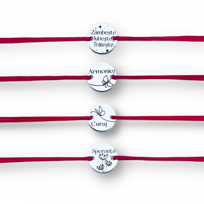 Bratara personalizata argint, snur reglabil Trifoi cu patru foi - Personally ME [2]