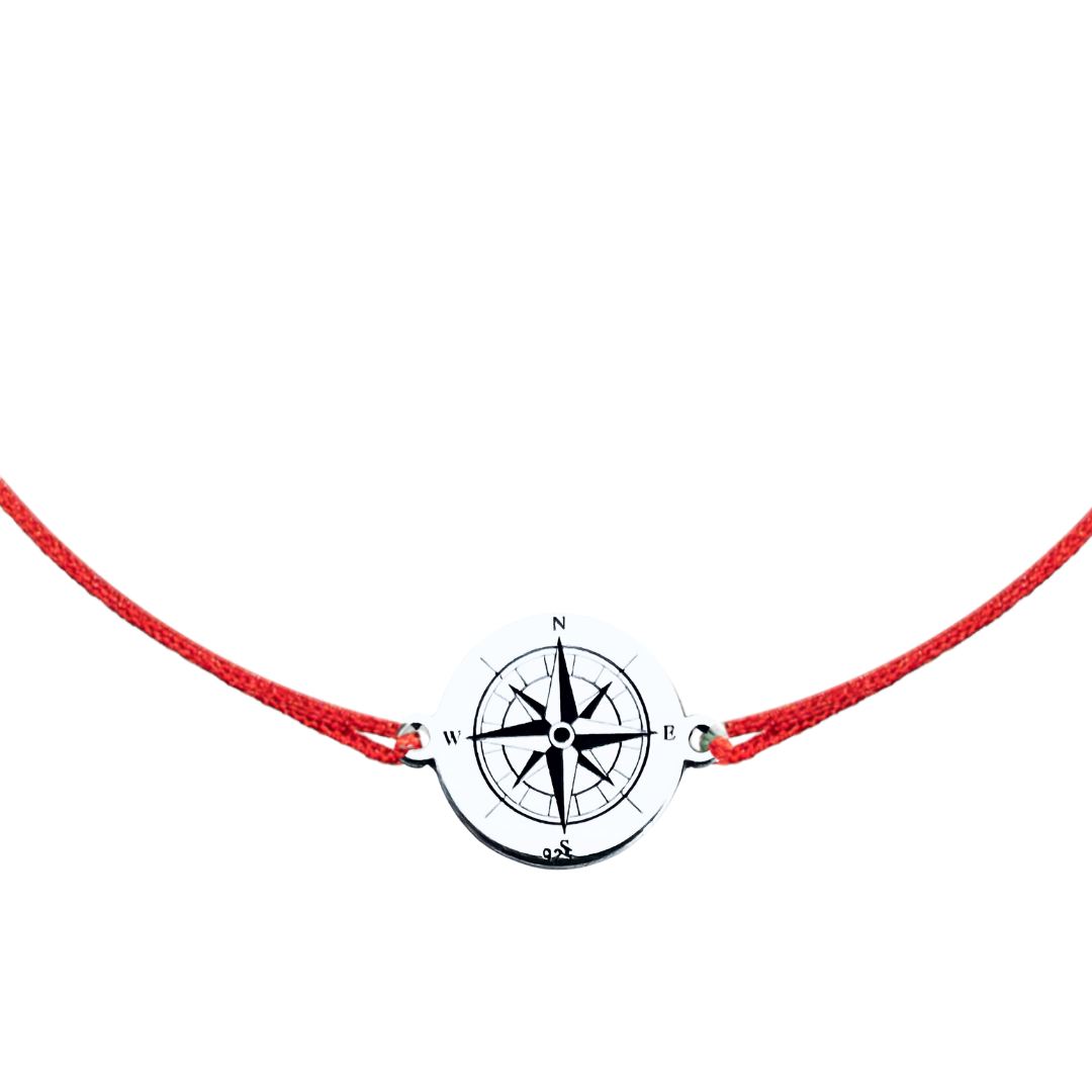 Bratara argint, personalizata snur reglabil - Busola [2]