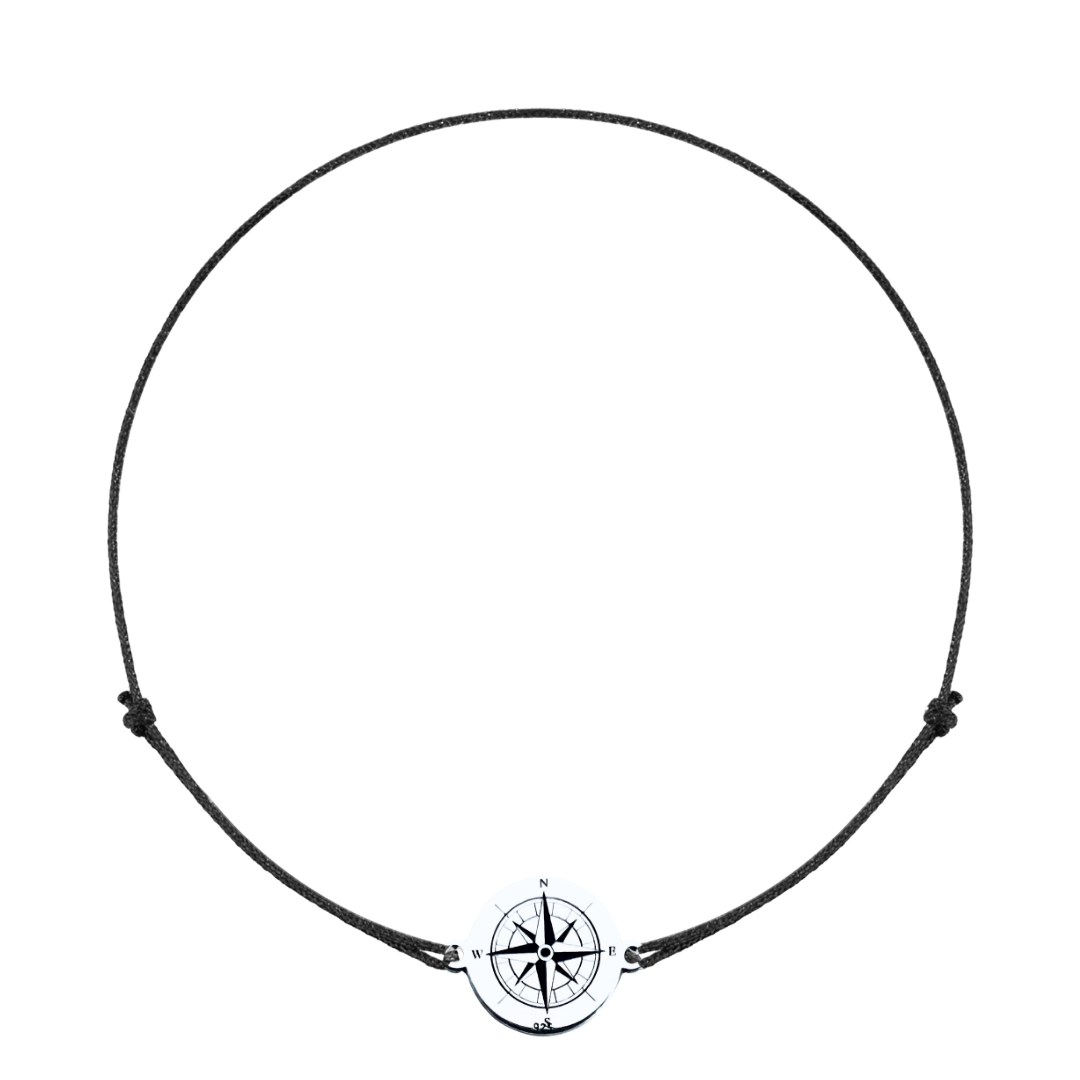 Bratara argint, personalizata snur reglabil - Busola [3]