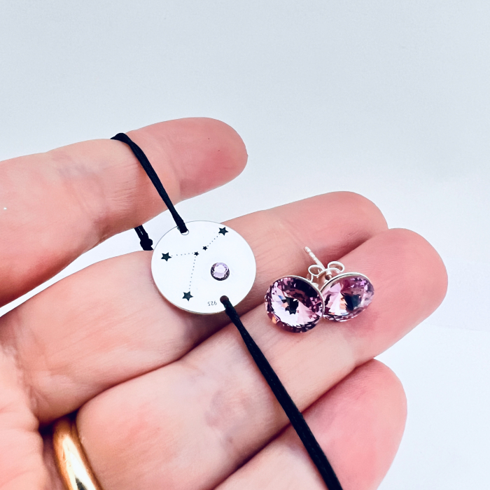 Bratara cu Constelatii, personalizata, cu banut argint si snur reglabil [9]