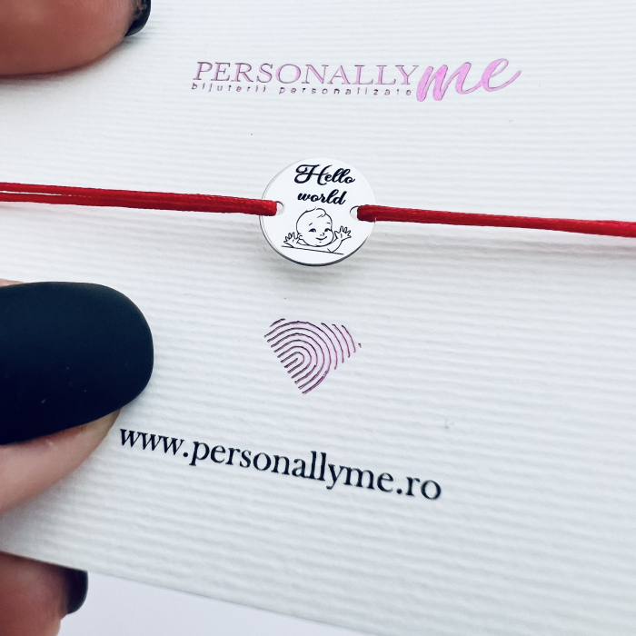 Bratara personalizata argint, snur reglabil copii [3]