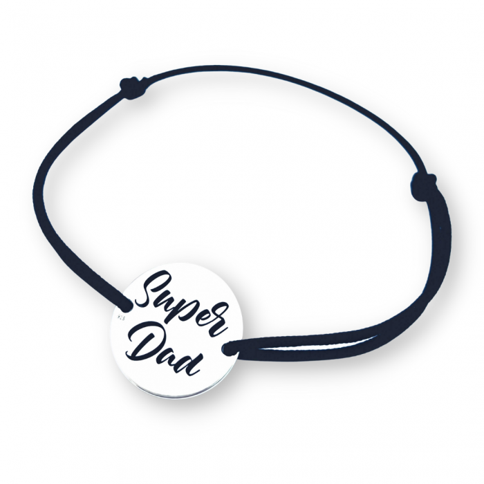 Bratara gravata Te iubim, Tati din argint si snur reglabil [3]