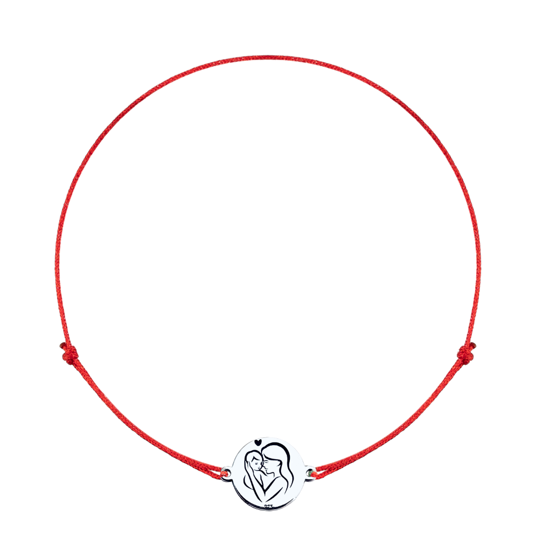 Bratara personalizata argint, snur reglabil Simbol Mama & Bebe [2]