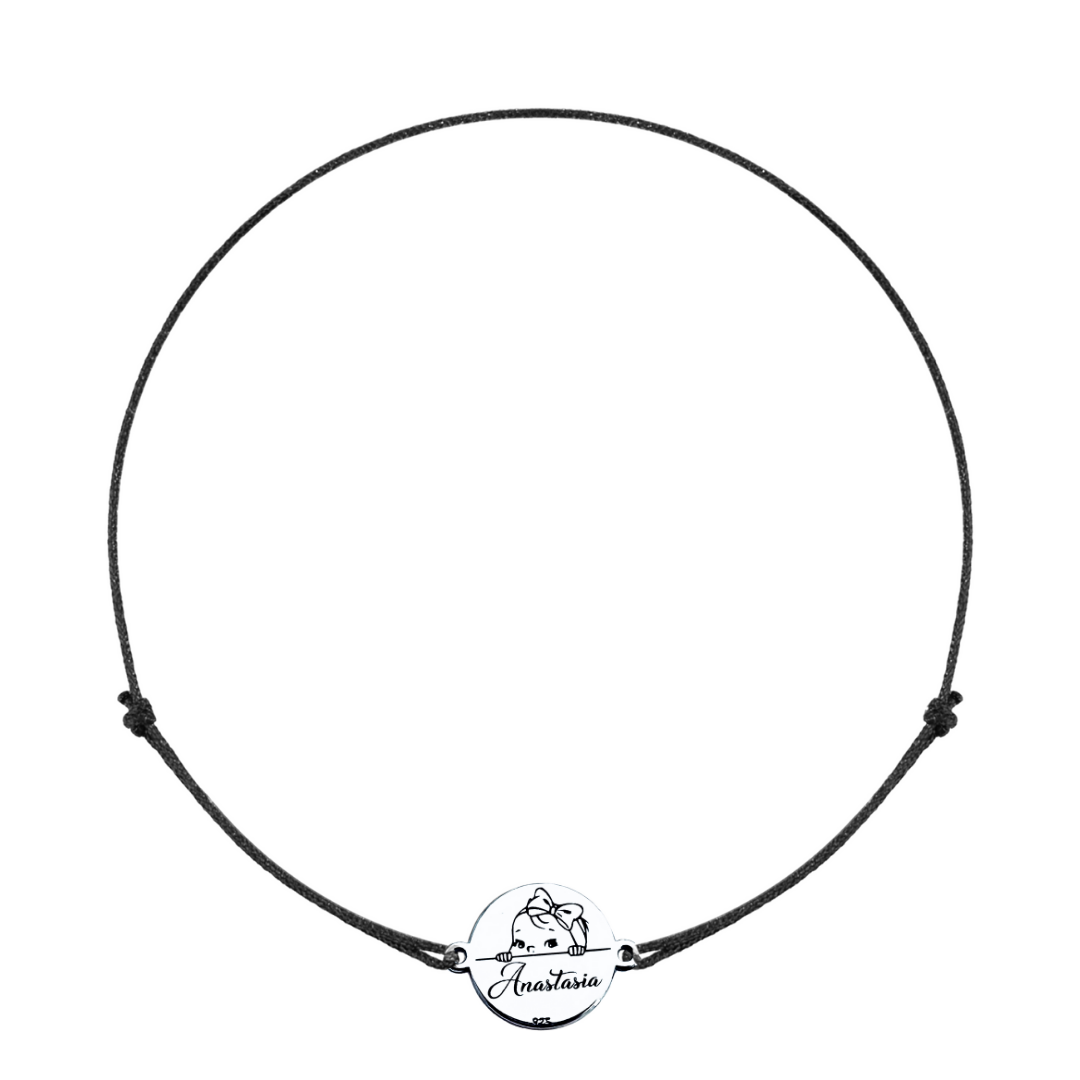 Bratara argint, personalizata snur reglabil Nume Simbol bebelus [3]