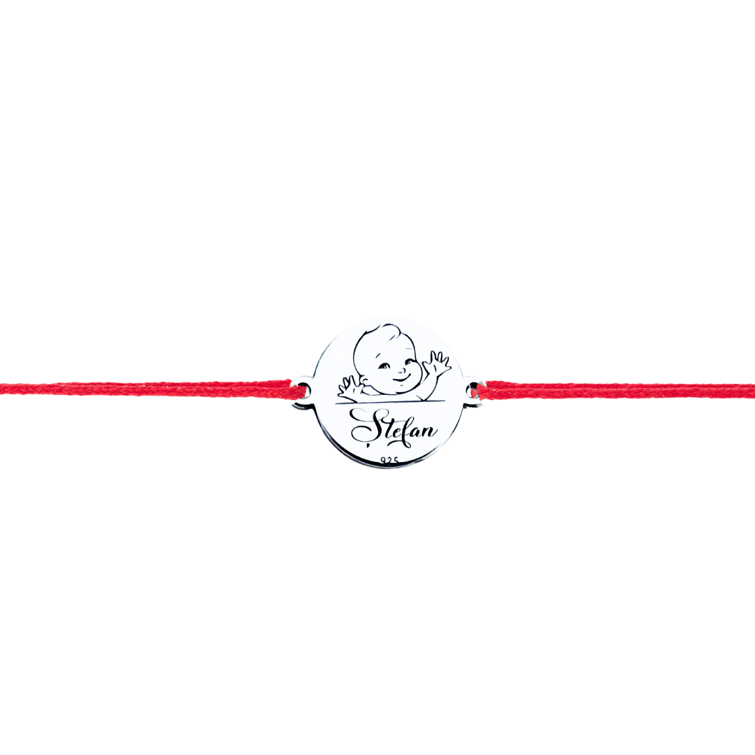 Bratara argint, personalizata snur reglabil Nume Simbol bebelus [5]