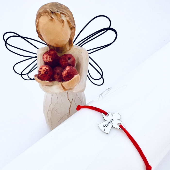 Bratara argint, personalizata snur reglabil, ingeras [2]