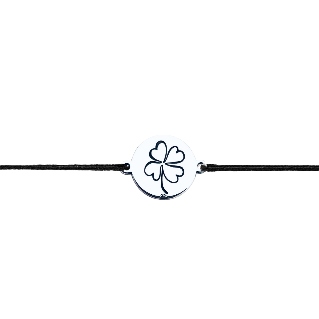 Bratara personalizata argint, snur reglabil Trifoi [3]