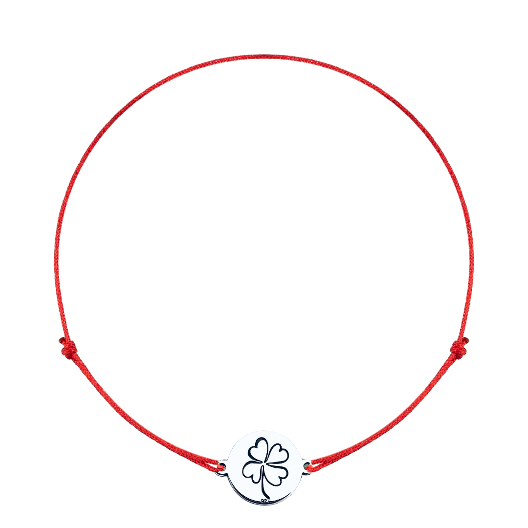 Bratara personalizata argint, snur reglabil Trifoi [2]