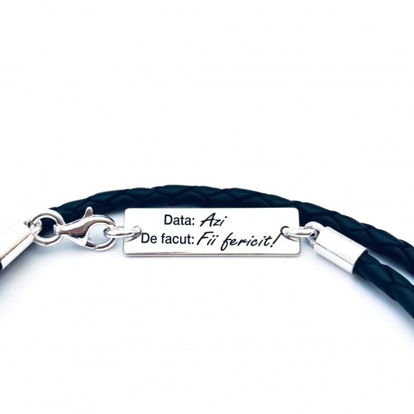 Bratara personalizata snur din piele Noi Trei [3]