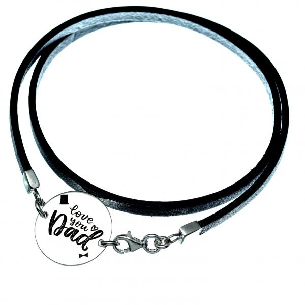 Bratari argint personalizate, snur din piele naturala Love dad [2]
