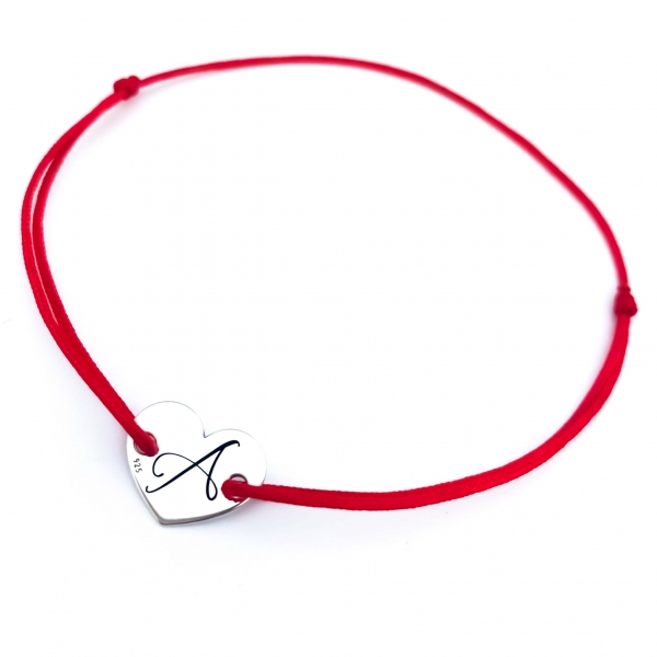 Bratara personalizata din argint, snur reglabil, pandantiv inimioara Personally ME [4]