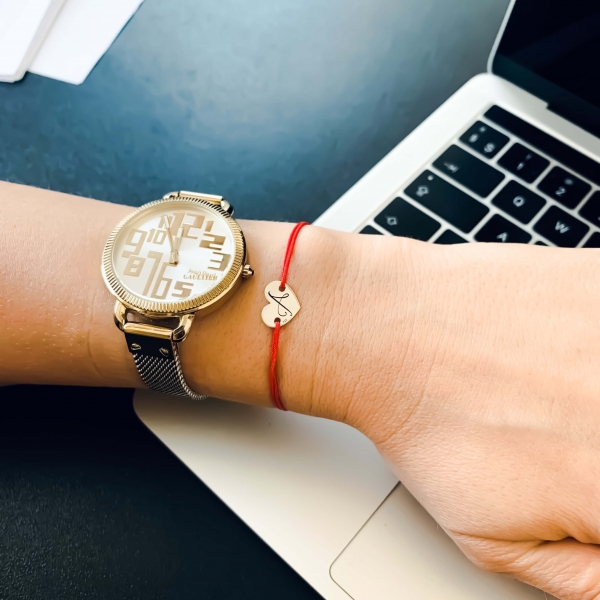 Bratara personalizata din argint, snur reglabil, pandantiv inimioara [2]