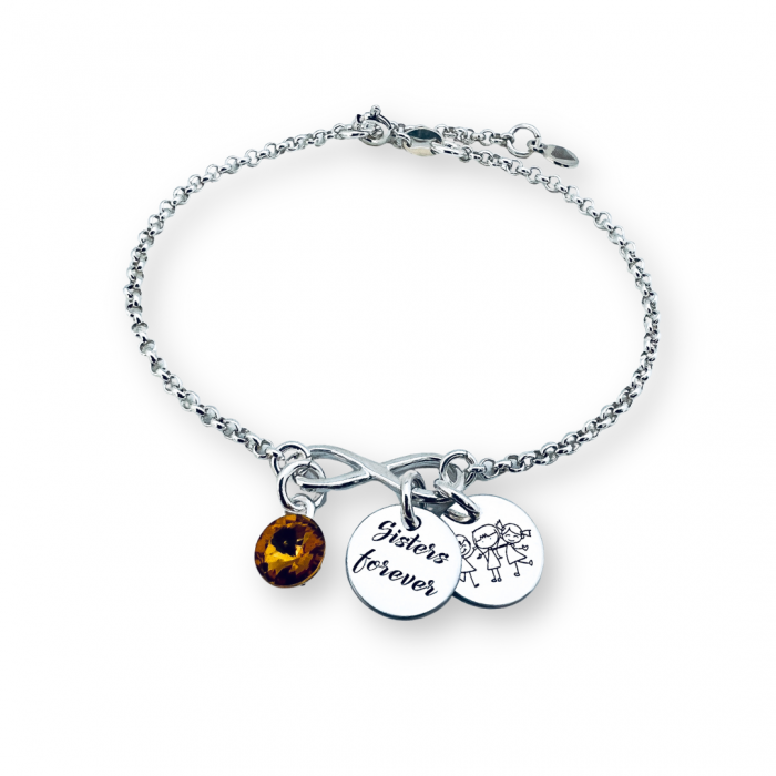 Bratara gravata argint dama charm infinit si cristal Swarovski [3]