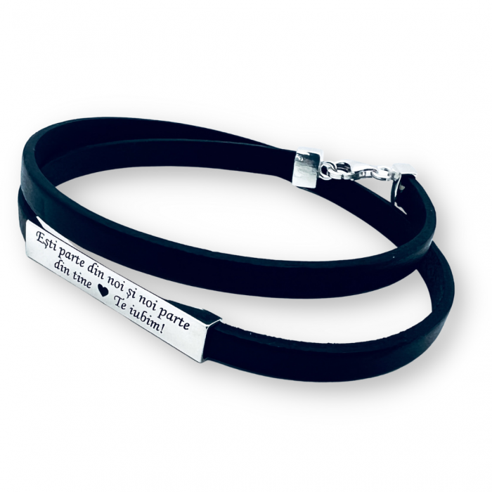 Bratari Barbati Personalizate Argint Snur Piele [3]