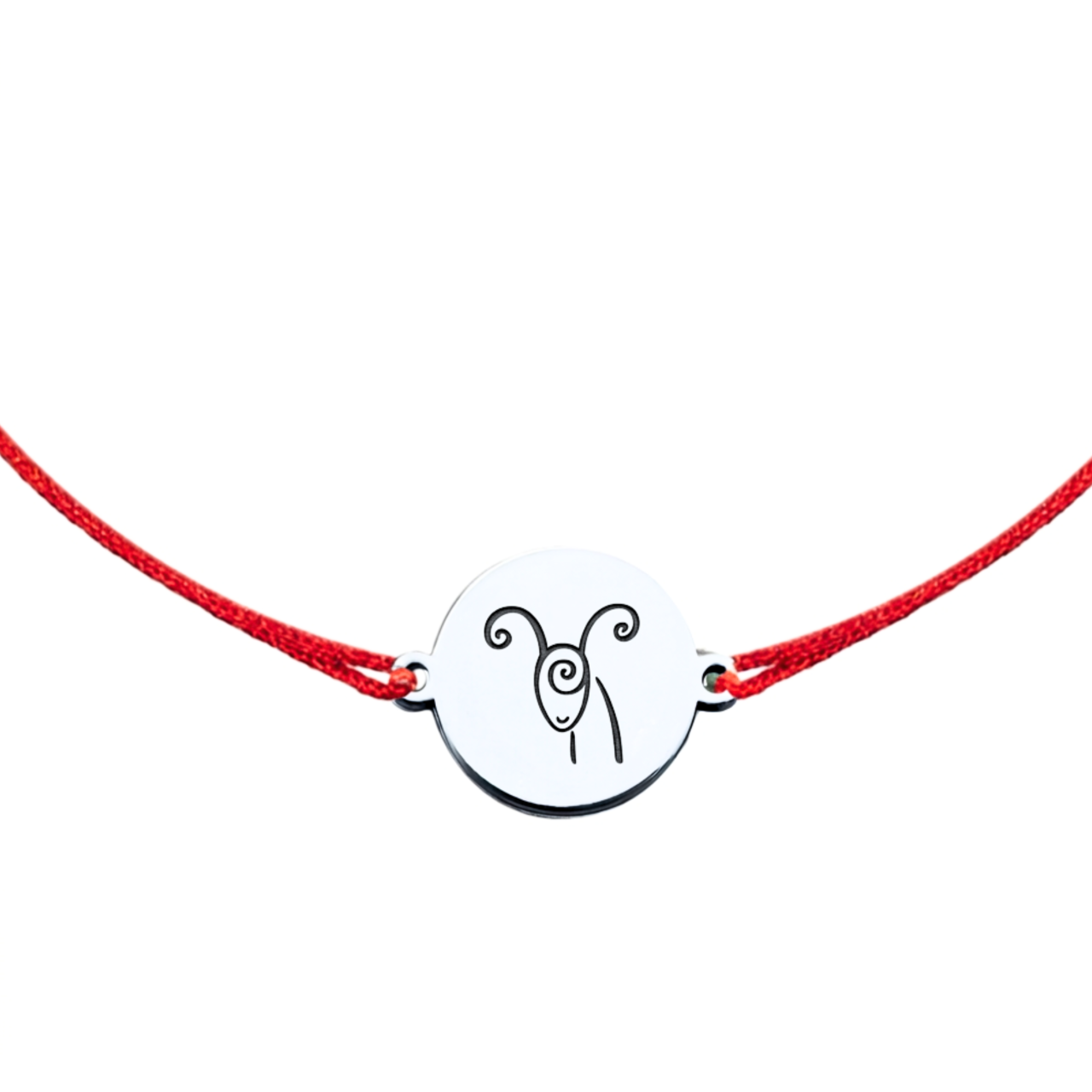 Bratara cu zodie gravata, banut argint si snur reglabil textil - Berbec [2]