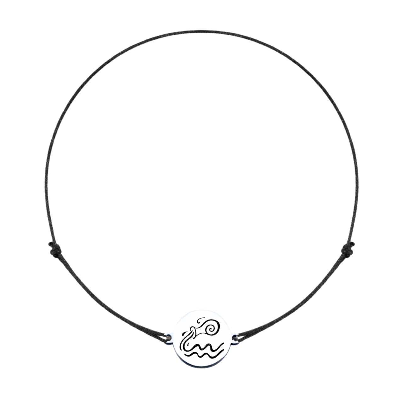 Bratara Zodie cu banut argint si snur reglabil - Zodia Varsator [3]