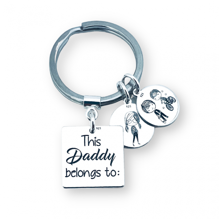 Breloc argint cu doi banuti - Best Dad Ever [2]