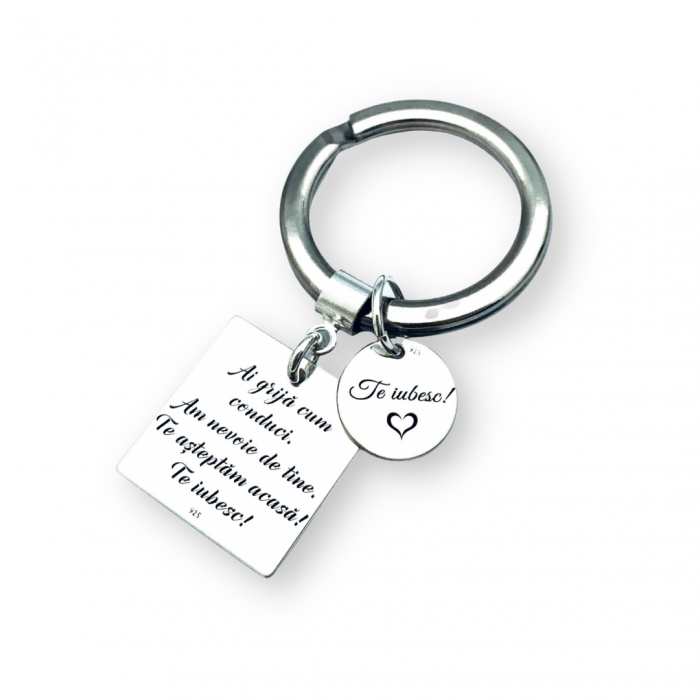 Breloc gravat cu mesaj Te iubesc [4]