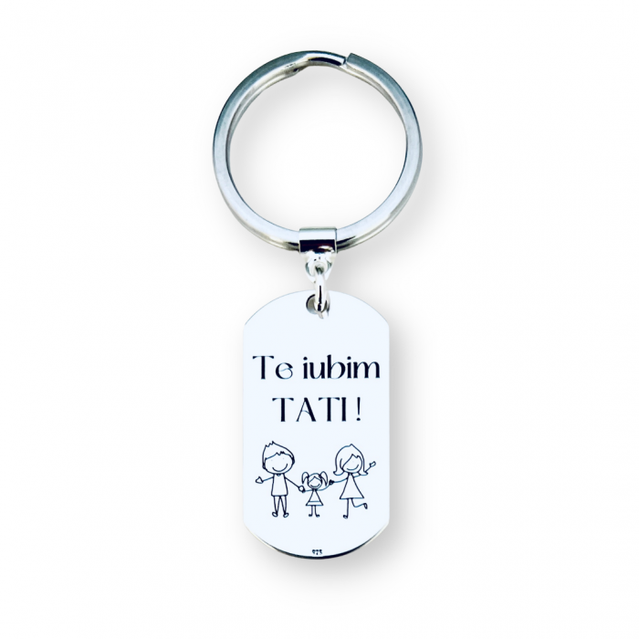 Breloc Chei Personalizat Placuta Army Argint Te iubesc tati [3]