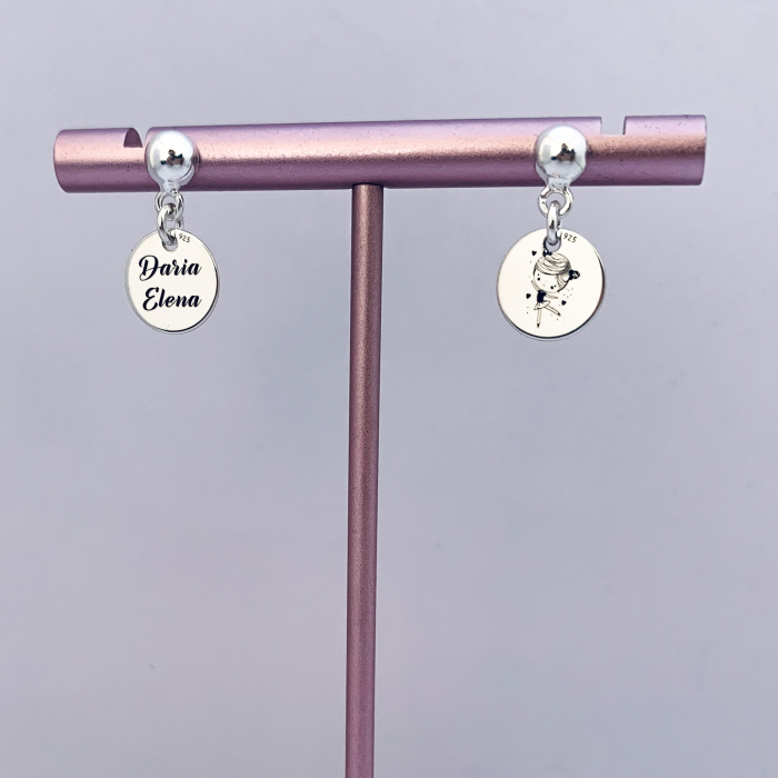 Cercei argint personalizati Nume & Simbol [4]