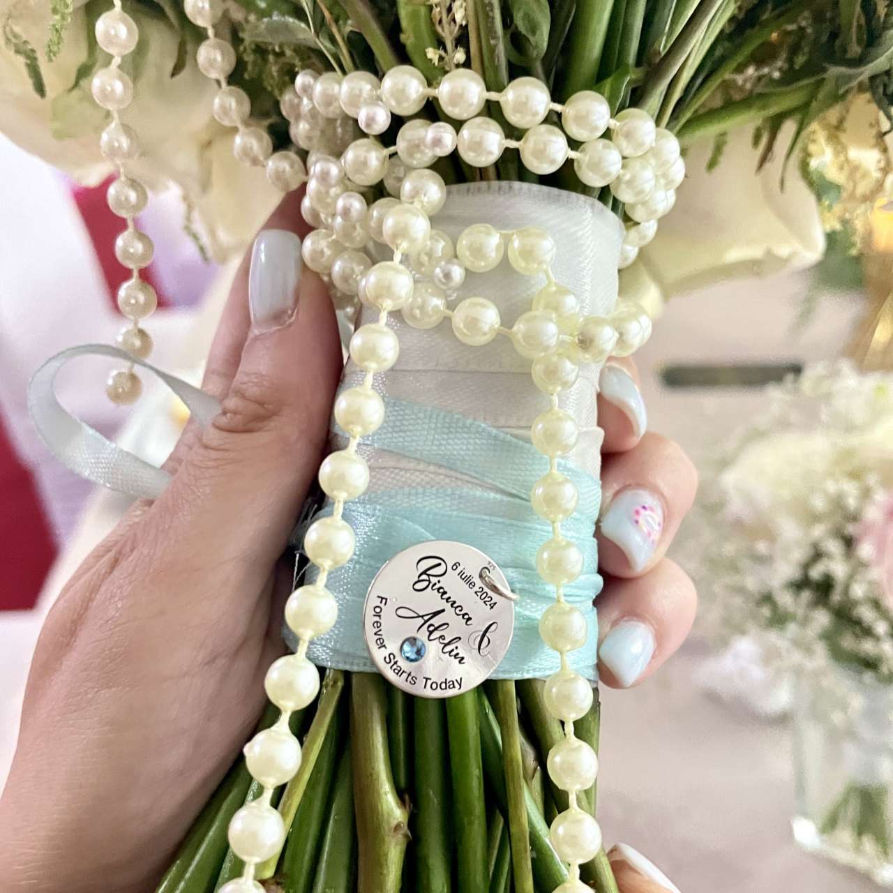 Charm argint personalizat buchet mireasa  [5]