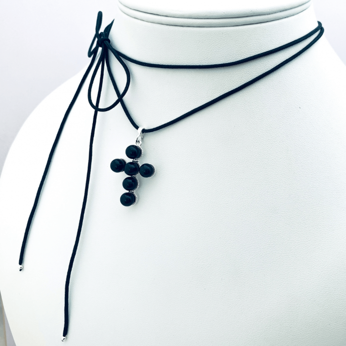 Choker pandantiv cruciulita argint cu perle - Personally ME [5]