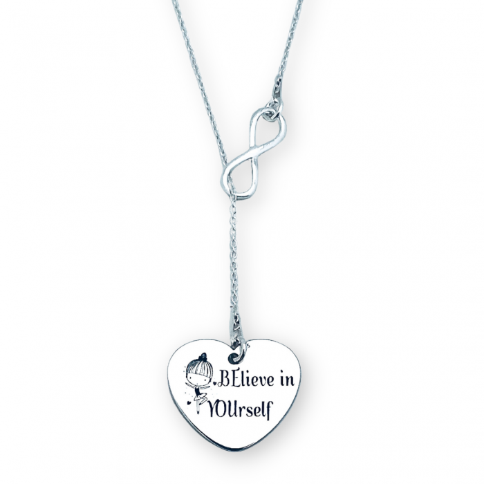 Lantisor argint asimetric, charm infinit si inimioara Believe in Yourself [2]