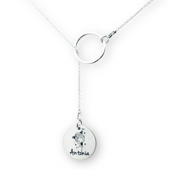 Lantisor argint asimetric gravat Nume si Simbol [2]