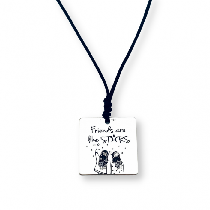 Colier argint gravat Friends are like Stars [2]