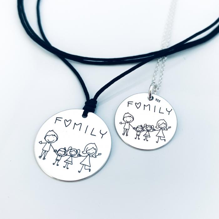 Colier argint gravat snur textil Family - Personally ME [2]